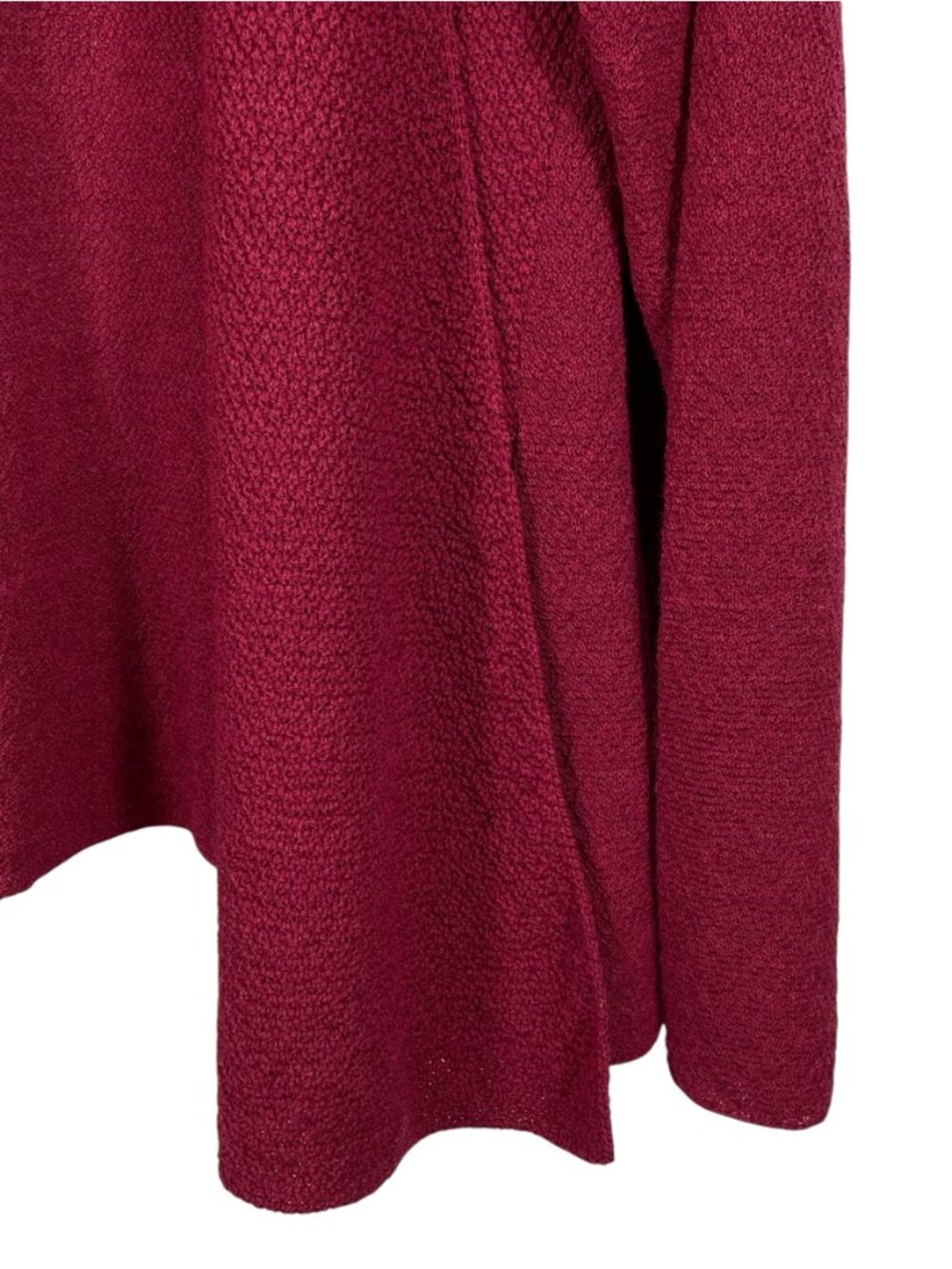 Eileen Fisher Woman 2X 100% Wool Italian Yarn Open Front Cardigan Berry - Picture 4 of 10
